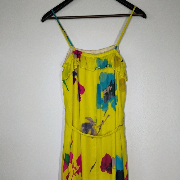 Old Navy Yellow Floral Ruffled Tie Waist Maxi Dress Spring Colorful Size Small - Picture 6 of 14